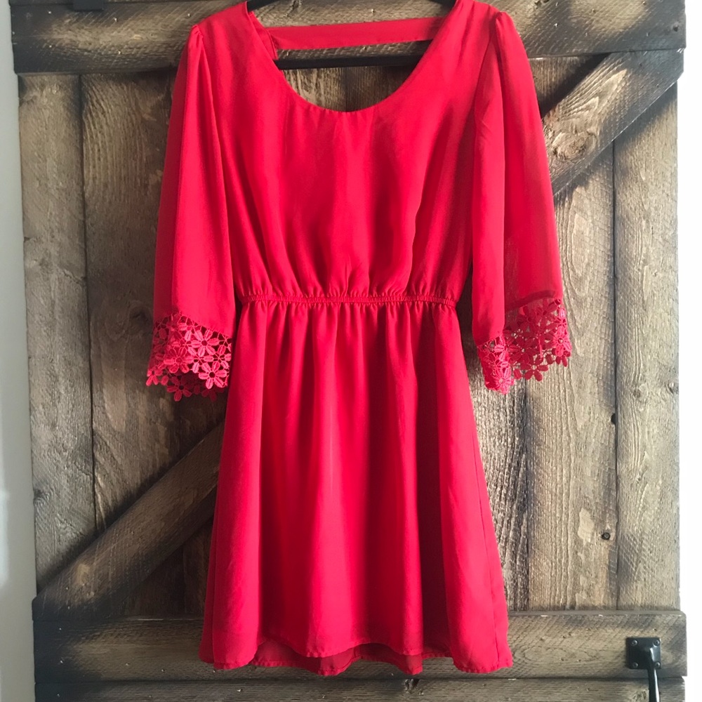 Red dress with cutout back
